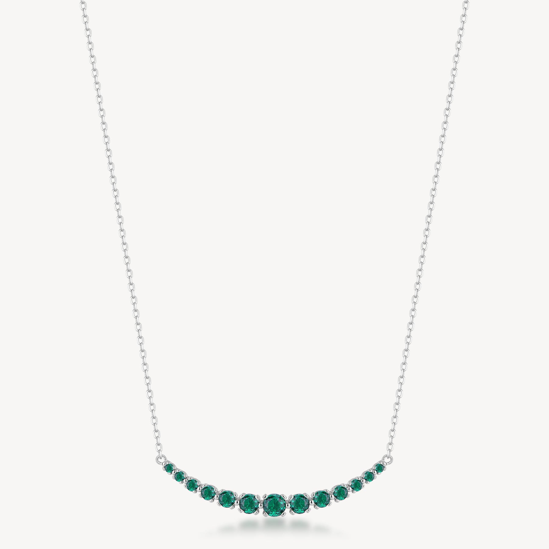 Collana girocollo in argento rodiato 925‰ con cubic zirconia colore emerald.
