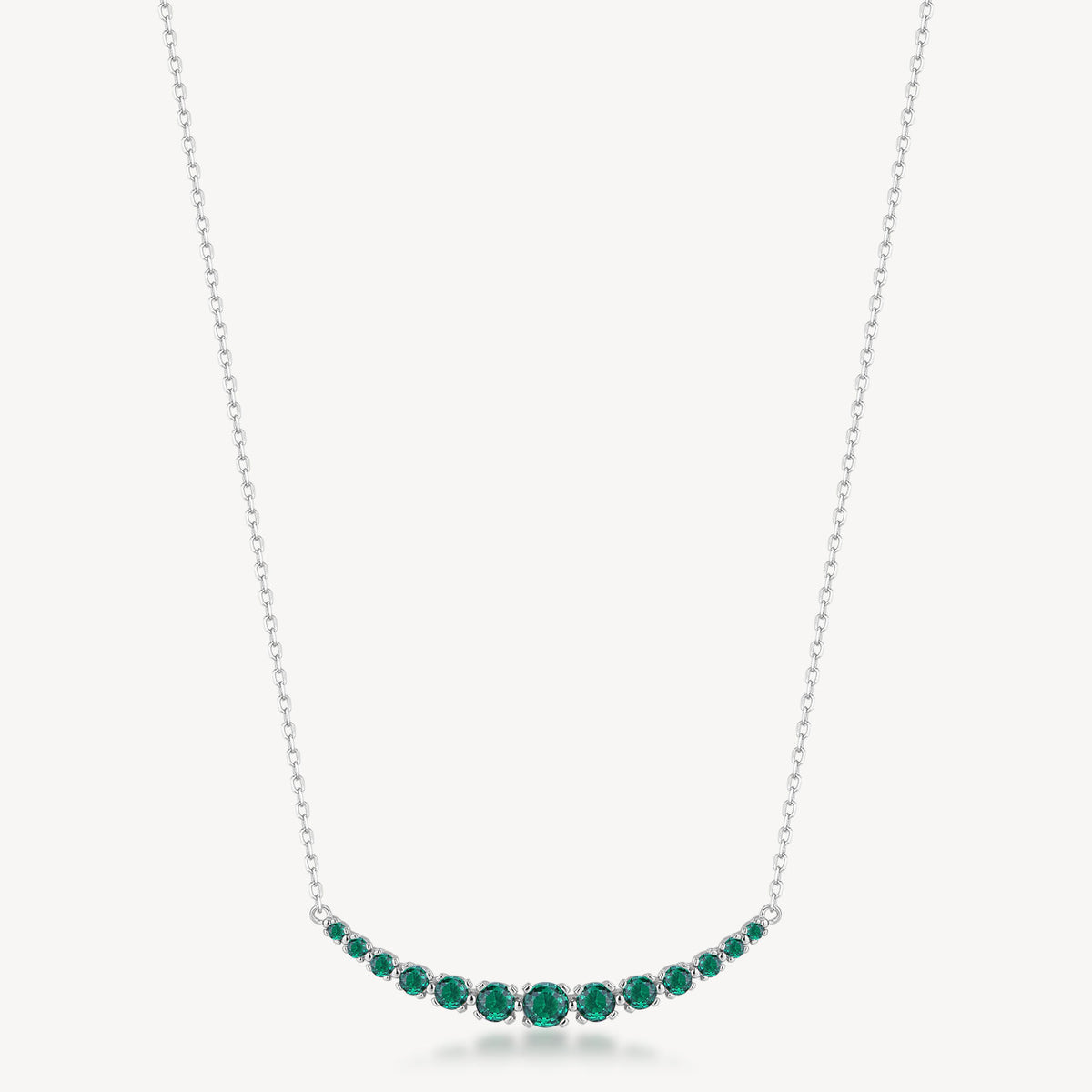 Collana girocollo in argento rodiato 925‰ con cubic zirconia colore emerald.