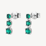 Orecchini pendenti in argento rodiato 925‰ con cubic zirconia colore emerald.