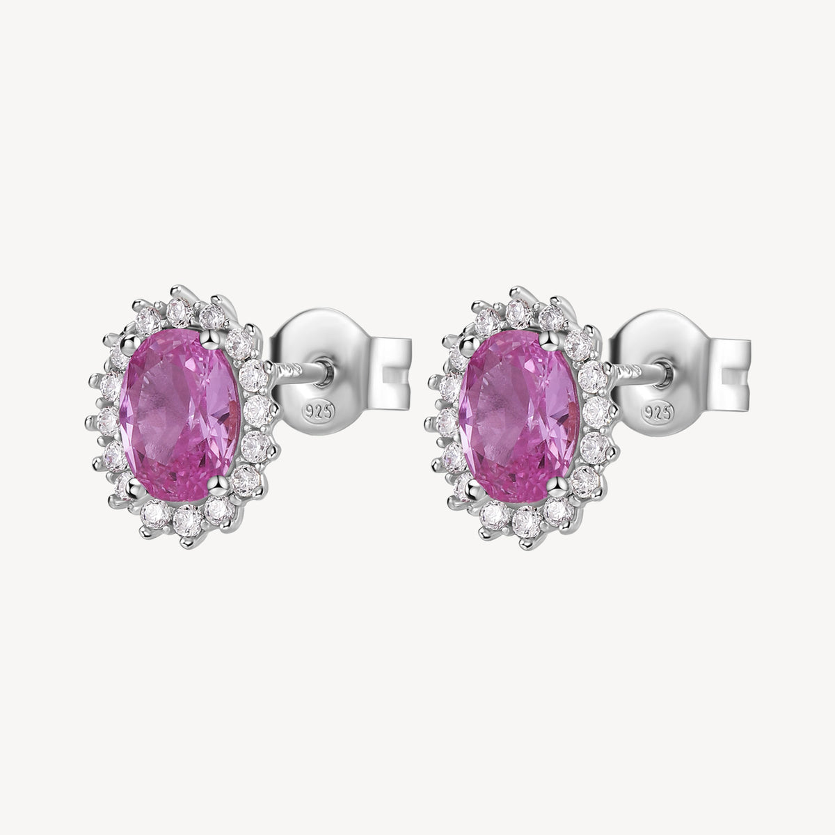 Orecchini Kate in argento rodiato 925‰ con cubic zirconia chiari e oval cubic zirconia colore light ruby.