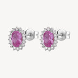 Orecchini Kate in argento rodiato 925‰ con cubic zirconia chiari e oval cubic zirconia colore light ruby.