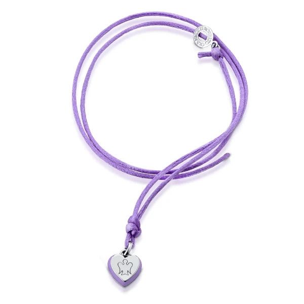 Angeli Pendente Cuore Smaltato Lilla