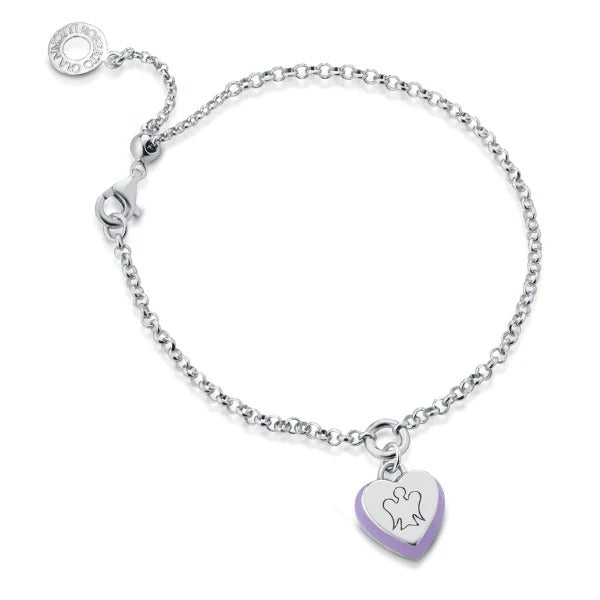 Angeli Bracciale con Cuore Smaltato Lilla