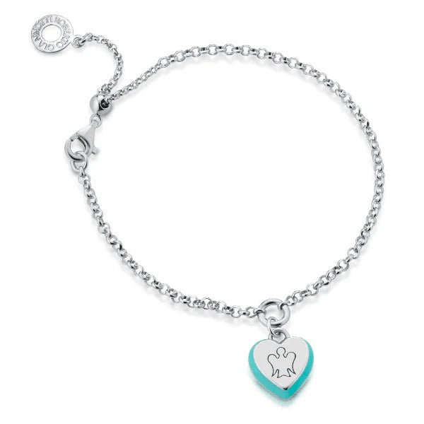 Angeli Bracciale con Cuore Smaltato Turchese