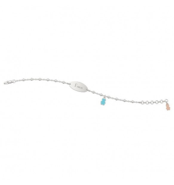 Nanan Bracciale Targhetta Orsetto Celeste