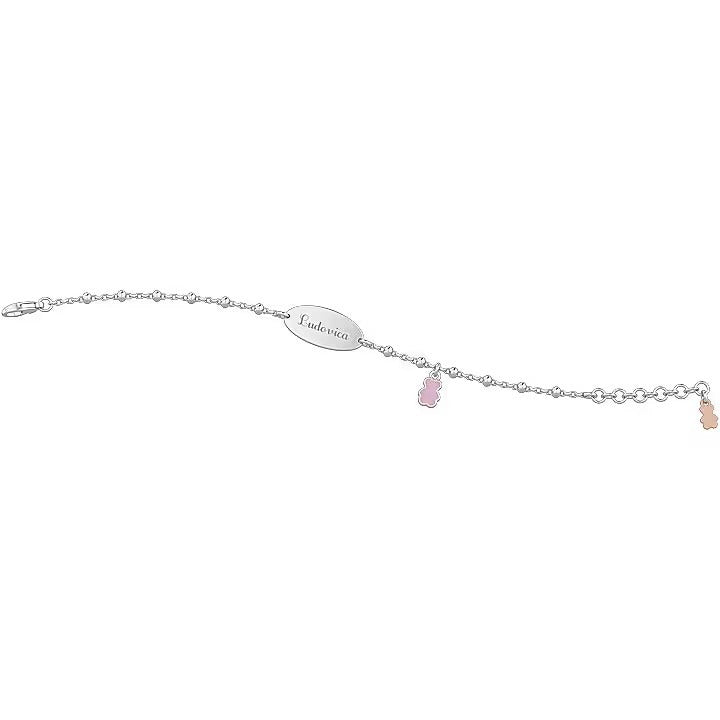 Nanan Bracciale Targhetta Orsetto Rosa