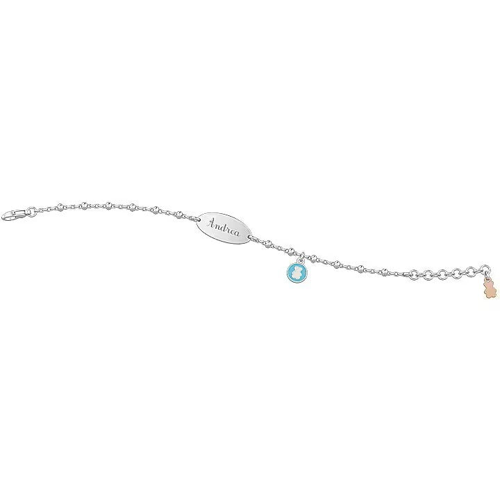 Nanan Bracciale Targhetta Cerchio Orsetto Celeste