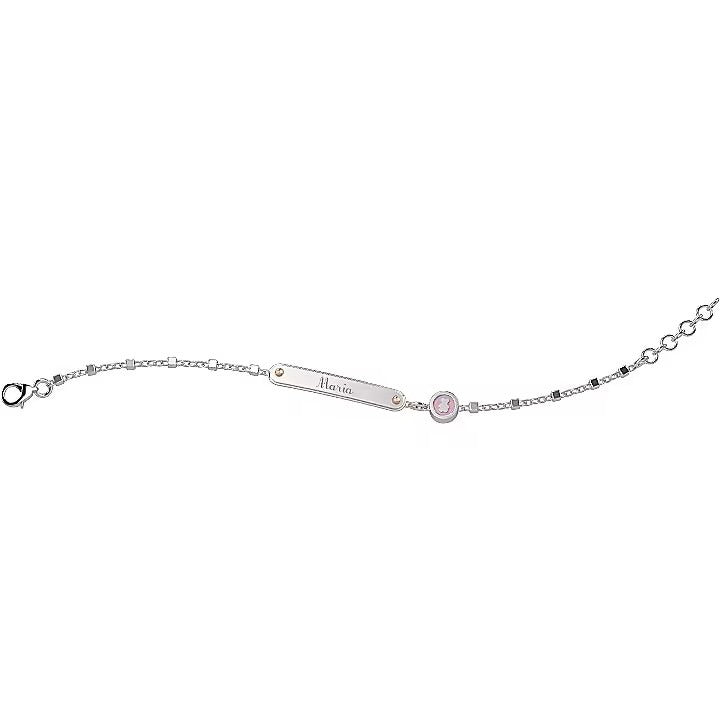 Nanan Bracciale Targhetta Ovale Grande con Cerchio Orsetto Rosa