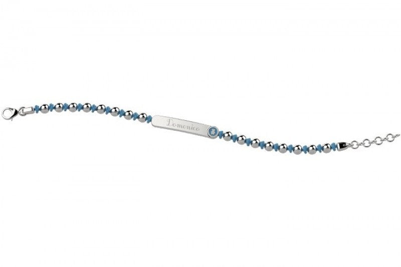 Nanan Bracciale Targhetta Nodino Celeste