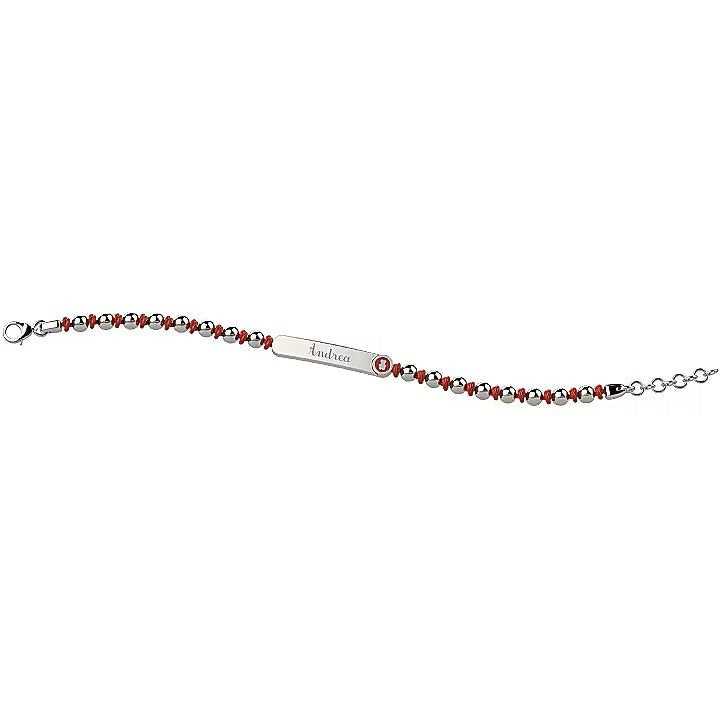 Nanan Bracciale Targhetta Nodino Rosso