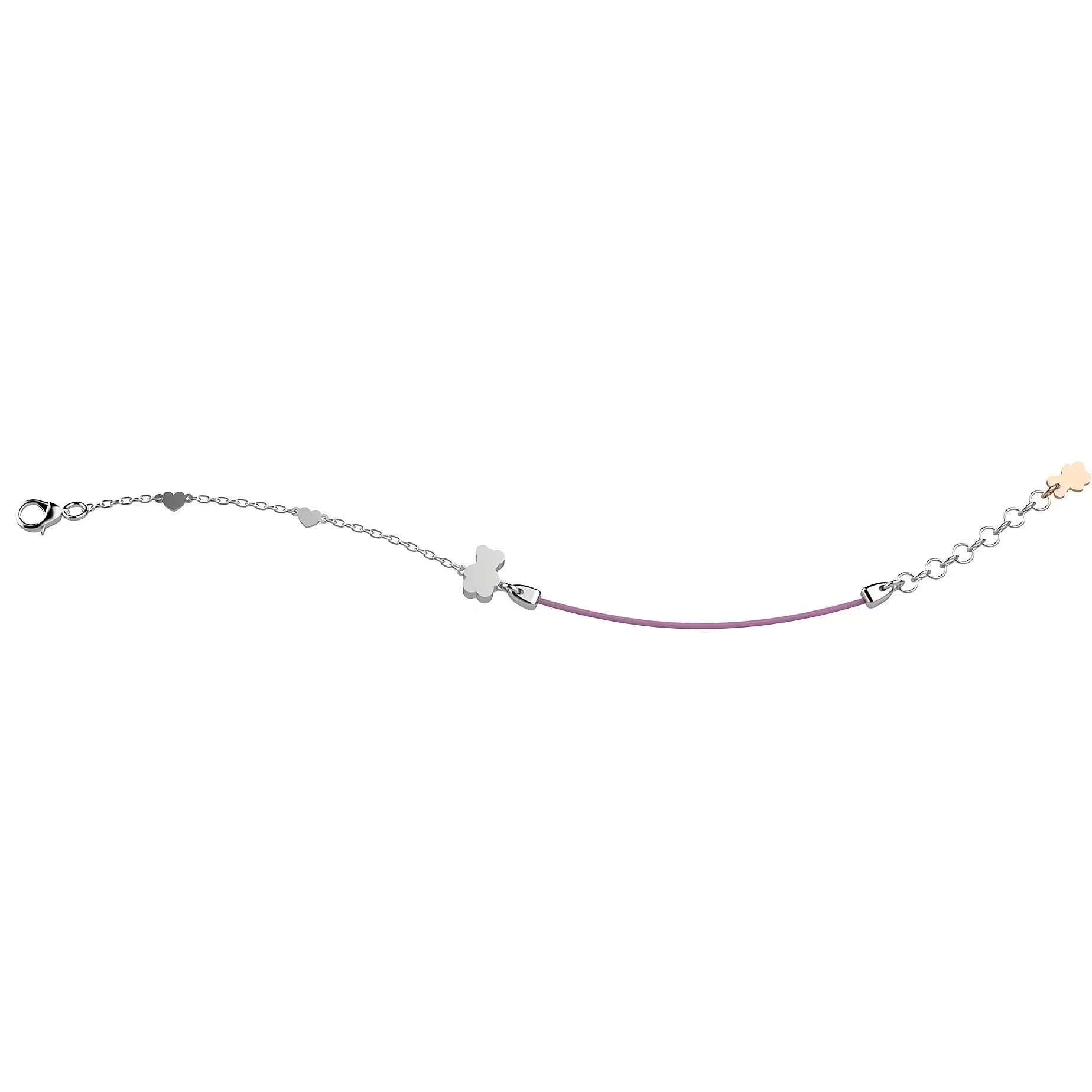 Nanan Bracciale Metà Laccio Rosa Metà Catena Cuori