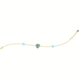 Nanan Bracciale Dorato Cuore Pietra Celeste
