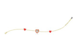 Nanan Bracciale Dorato Cuore Pietra Rossa