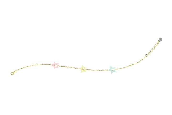 Nanan Bracciale Dorato Stelle Celeste, Gialla e Rosa