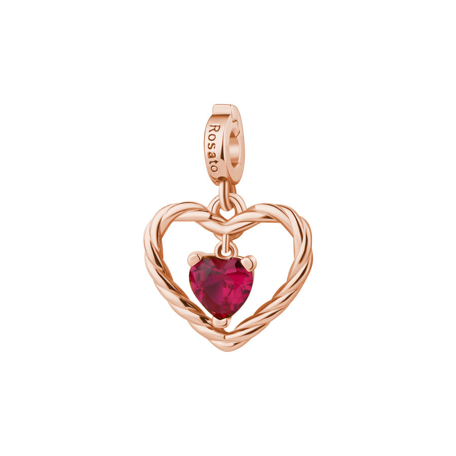 Rosato charm in argento 925‰ a forma di cuore