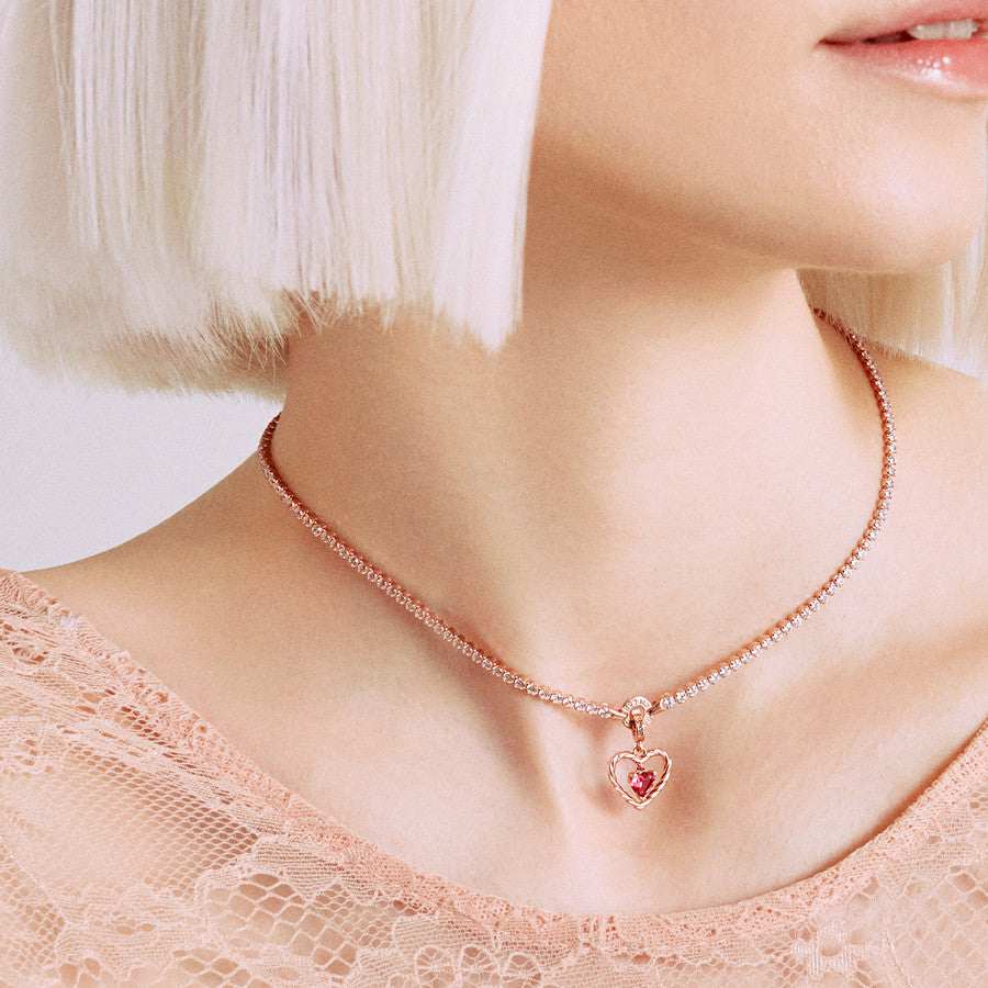 Rosato charm in argento 925‰ a forma di cuore