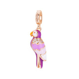 Rosato charm in argento 925‰ a forma di pappagallo
