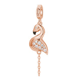 Rosato charm in argento 925‰ a forma di fenicottero