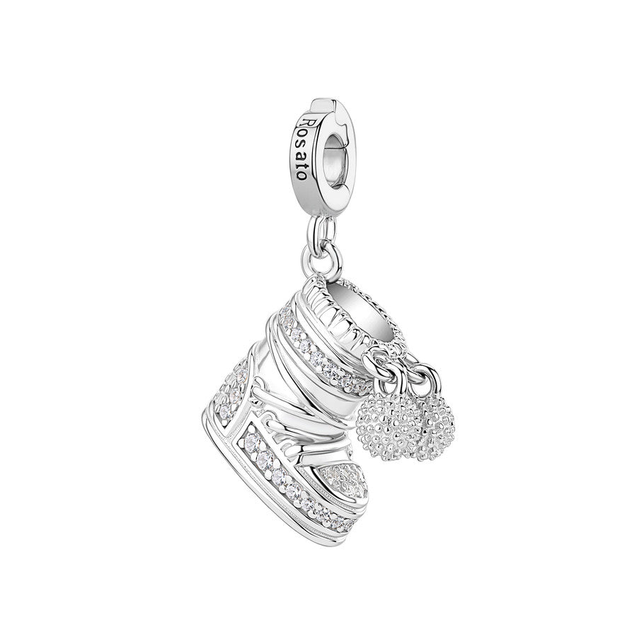 Rosato charm in argento 925‰ a forma di scarpone da sci