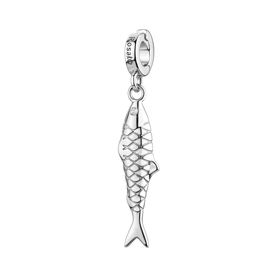 Rosato charm in argento 925% a forma di pesce