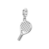 Rosato charm in argento 925% a forma di racchetta da padel