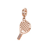 Rosato charm in argento 925% a forma di racchetta da padel