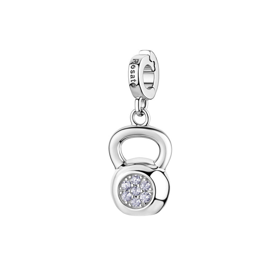 Rosato charm in argento 925% a forma di kettlebell