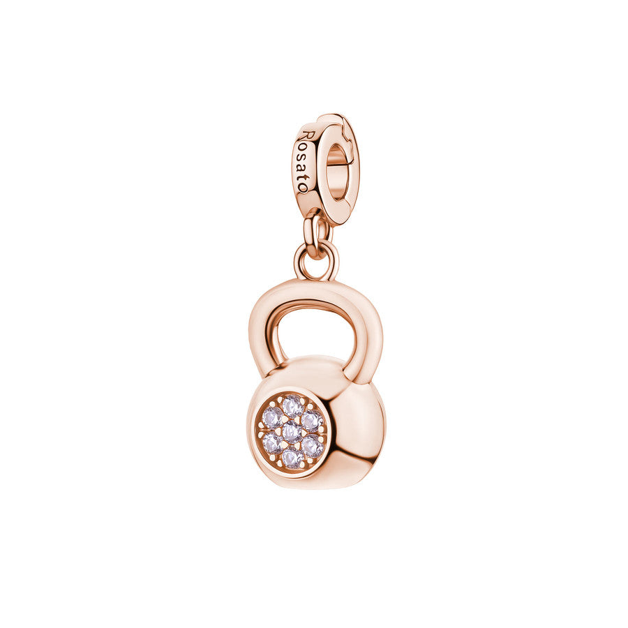 Rosato charm in argento 925% a forma di kettlebell