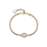 Bracciale tennis in argento 925‰, placcatura oro giallo, 115 cubic zirconia bianchi