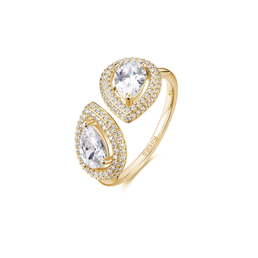 Rosato anello aperto in argento 925‰, placcatura oro giallo