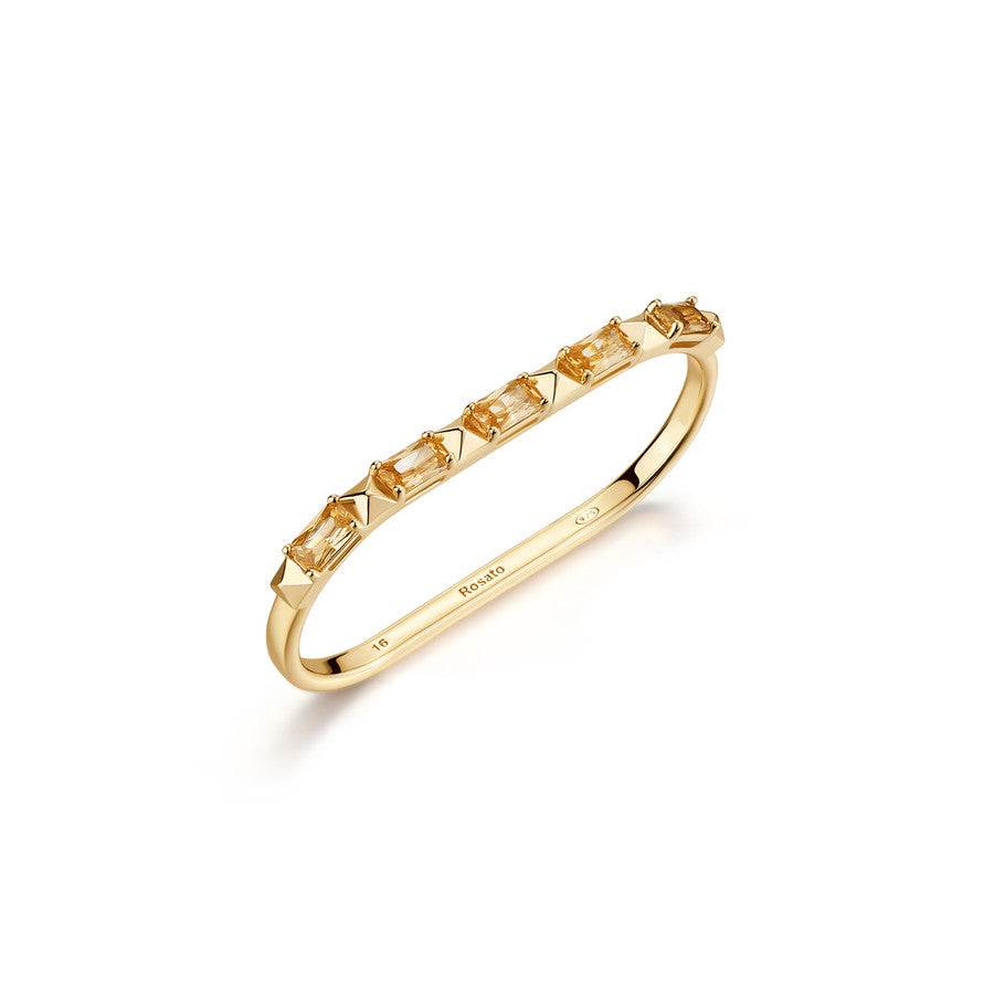 Anello doppio in argento 925‰, placcatura oro rosa, 5 cubic zirconia champagne