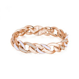 Rosato bracciale morbido in argento 925‰ e placcatura oro rosa, 234 zirconi bianchi, smalto bianco. Lunghezza bracciale 19cm. Possibilità di allungare tramite prolunga venduta separatamente.