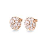 Orecchini lobo in argento 925‰, placcatura oro rosa, 26 cubic zirconia bianchi