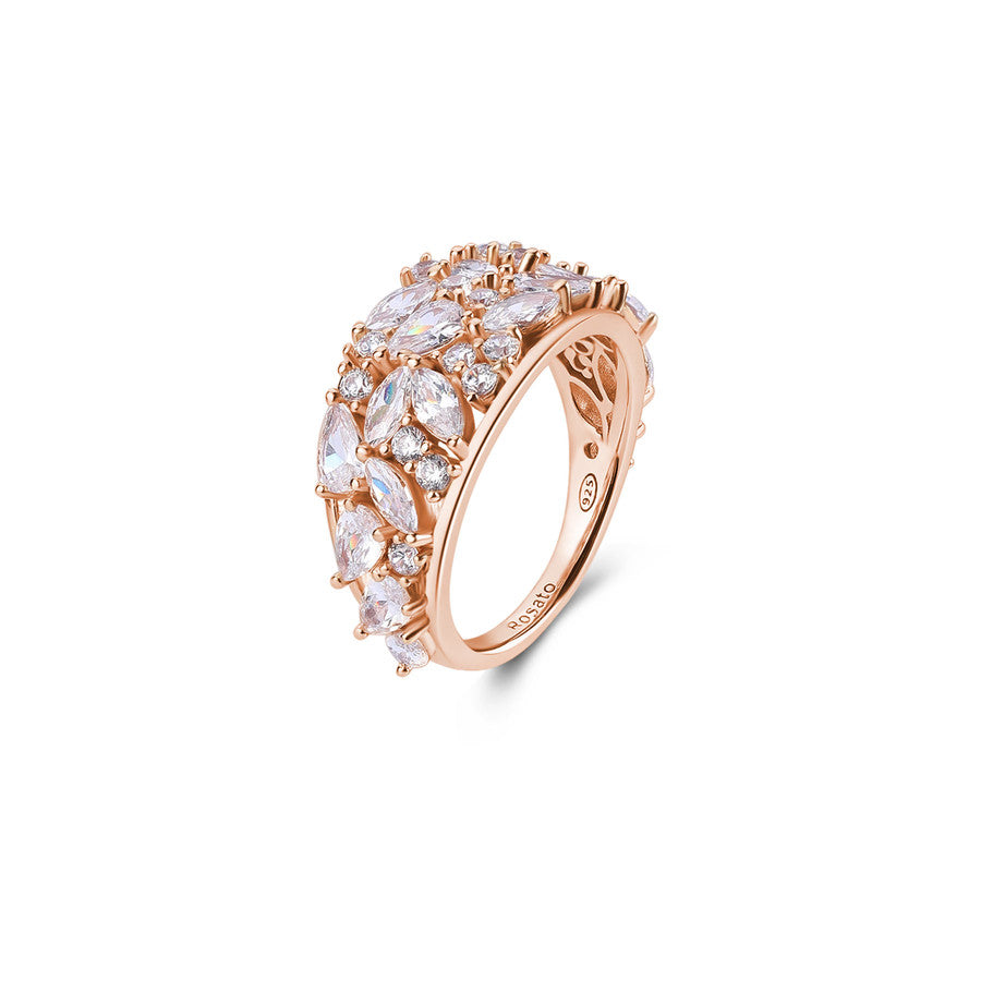 Rosato anello a fascia in argento 925‰, placcatura oro rosa
