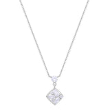 Collana corta in argento 925‰, 7 cubic zirconia bianchi. Lunghezza collana 44cm