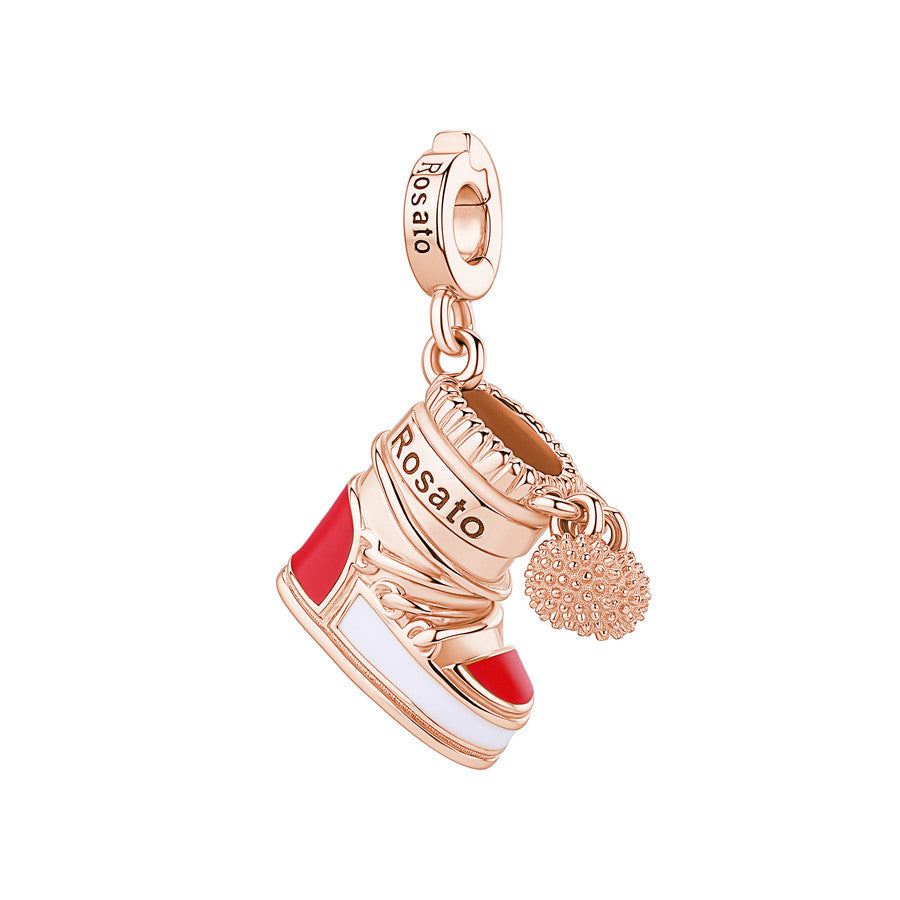 Rosato charm in argento 925‰ a forma di scarpone da sci