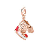 Rosato charm in argento 925‰ a forma di scarpone da sci