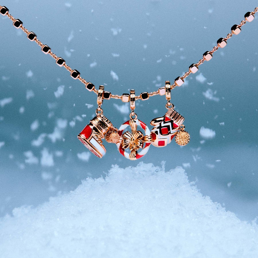 Rosato charm in argento 925‰ a forma di ghirlanda natalizia