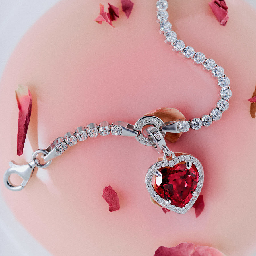 Rosato charm in argento 925‰ , pietra a forma di cuore