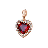 Rosato charm in argento 925‰ , pietra a forma di cuore rossa