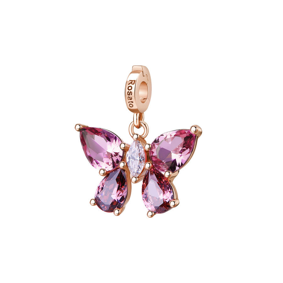 Rosato charm in argento 925‰ a forma di farfalla
