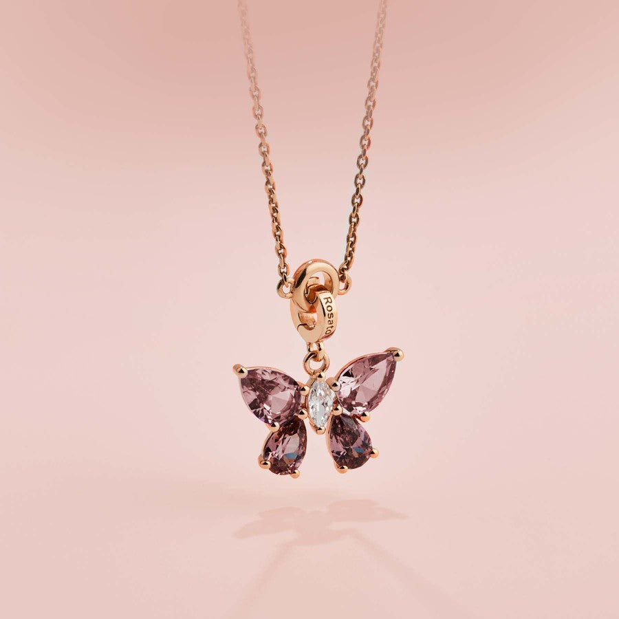 Rosato charm in argento 925‰ a forma di farfalla