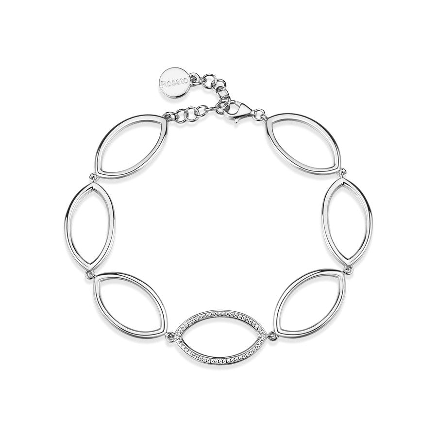 Bracciale morbido in argento 925‰, 52 cubic zirconia bianchi