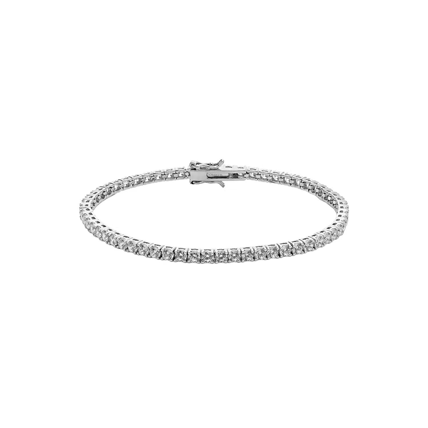 Comete bracciale in argento 925‰ modello tennis con zirconi bianchi. Lunghezza bracciale 18cm.