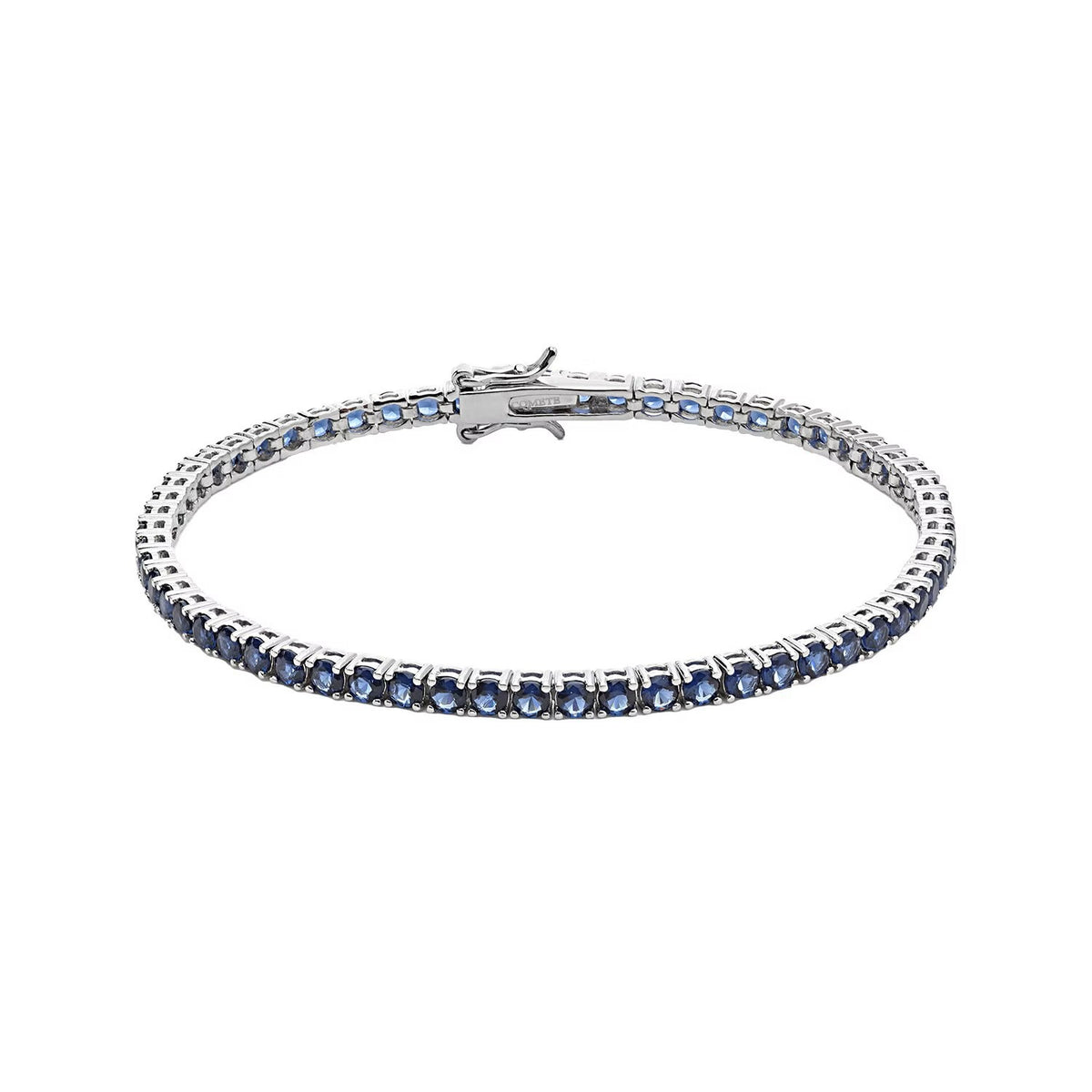 Comete bracciale in argento 925‰ modello tennis con zirconi blu. Lunghezza bracciale 18cm.