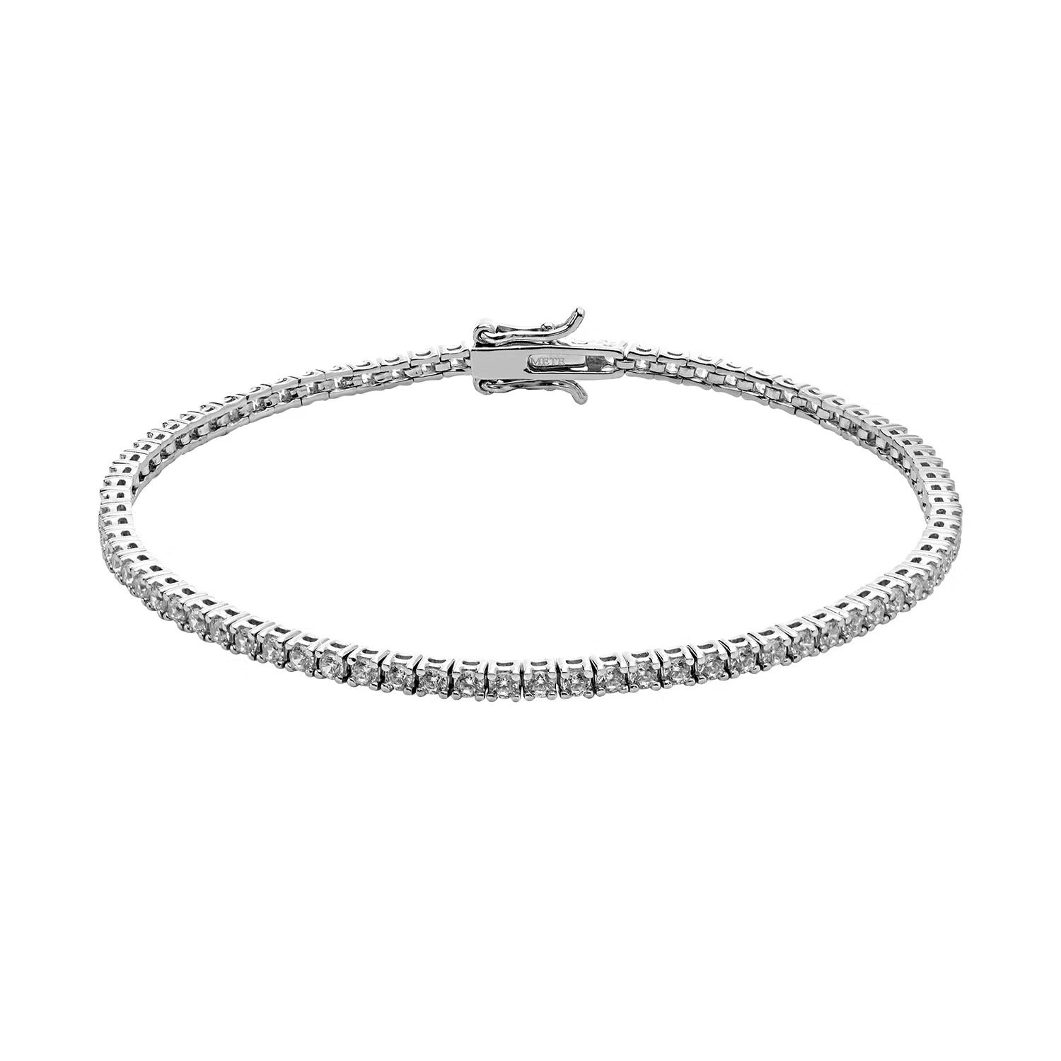 Comete bracciale in argento 925‰ modello tennis con zirconi bianchi. Lunghezza bracciale 18cm.