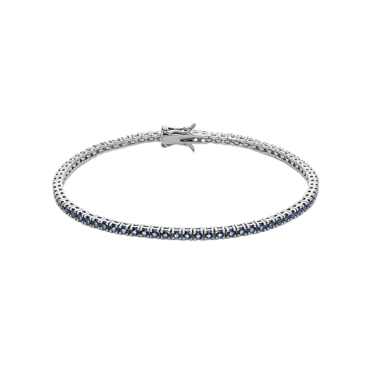 Comete bracciale in argento 925‰ modello tennis con zirconi blu. Lunghezza bracciale 18cm.