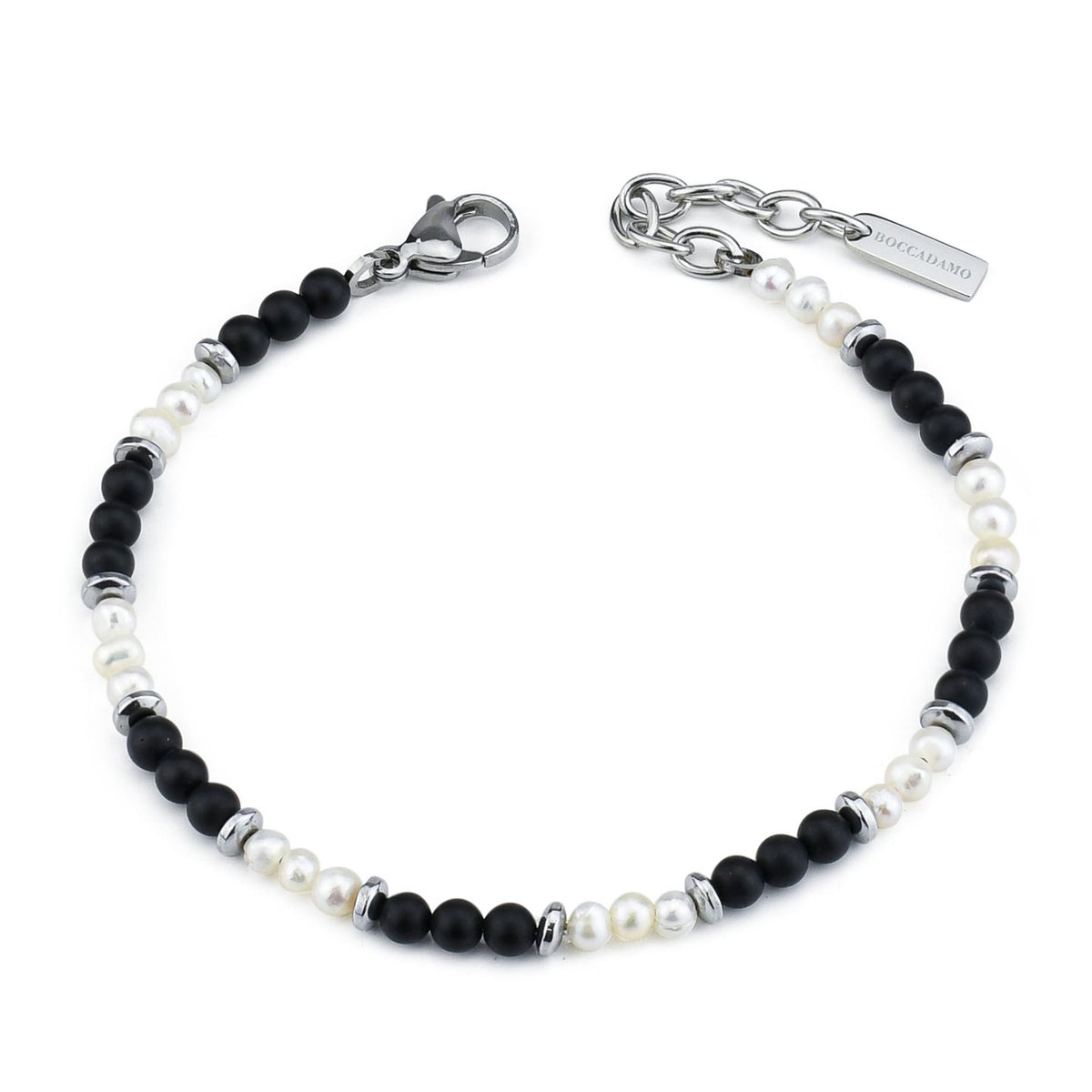 Men's bracelet with onyx and pearls
